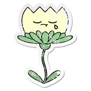 sevimli çizgi çiçek sıkıntılı etiket