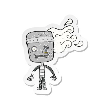 bir çizgi film eski robot Retro sıkıntılı etiket