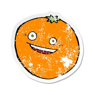 mutlu karikatür Orange Retro sıkıntılı etiket