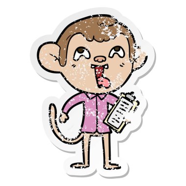 bir deli karikatür maymun pano ile sıkıntılı etiket