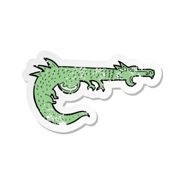 bir çizgi film Ortaçağ ejderha Retro sıkıntılı etiket