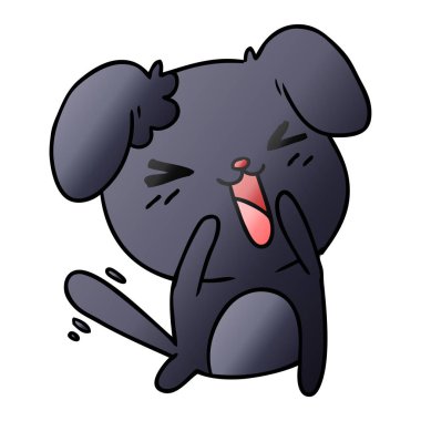 şirin kawaii köpek serbest el çekilmiş degrade çizgi film