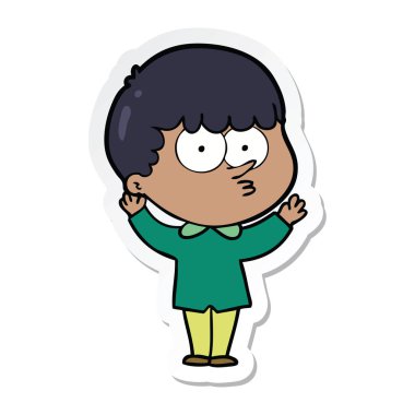 çizgi film meraklı bir çocuk etiket