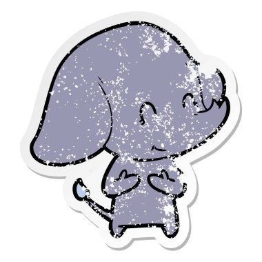 sevimli çizgi fil sıkıntılı etiket