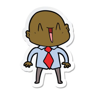 etiket bir mutlu karikatür kel adam