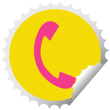 dairesel peeling etiket karikatür bir telefon yakışıklı