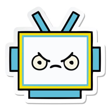 etiket sevimli çizgi robot baş