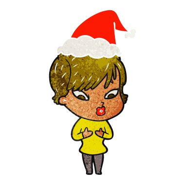 Noel Baba şapkası giyen bir kadın, Retro çizgi film