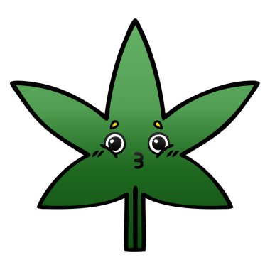 Degrade gölgeli karikatür marihuana yaprağı