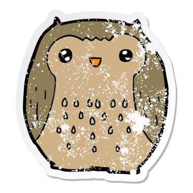 sevimli çizgi baykuş sıkıntılı etiket