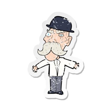 bir çizgi film kızgın ihtiyar Retro sıkıntılı etiket 