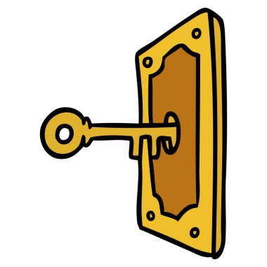 çizgi film doodle bir kapı kolu