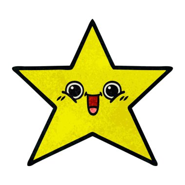 Retro grunge doku karikatür altın bir yıldız