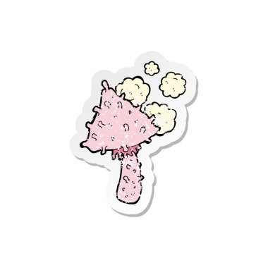 bir çizgi film garip mantar Retro sıkıntılı etiket