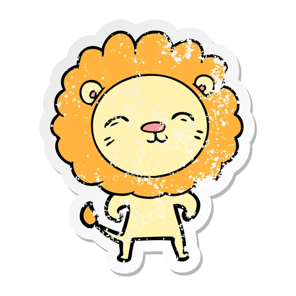 Zoufalý nálepka karikatury lva — Stockový vektor
