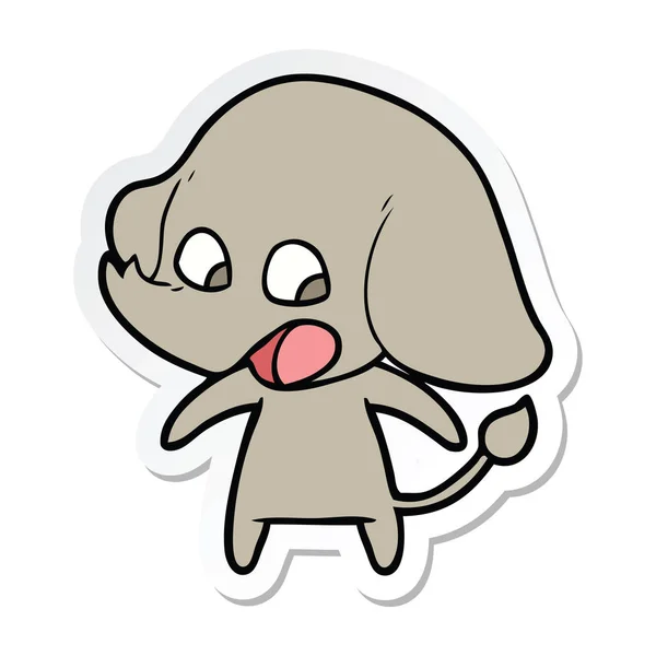귀여운 만화 코끼리의 스티커 — 스톡 벡터