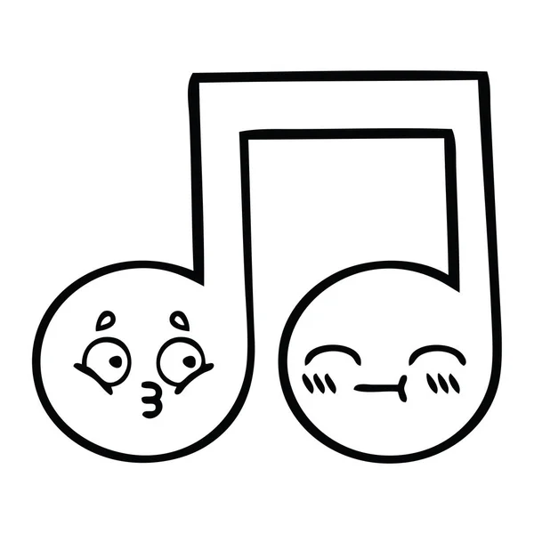 Línea dibujo dibujos animados nota musical — Vector de stock