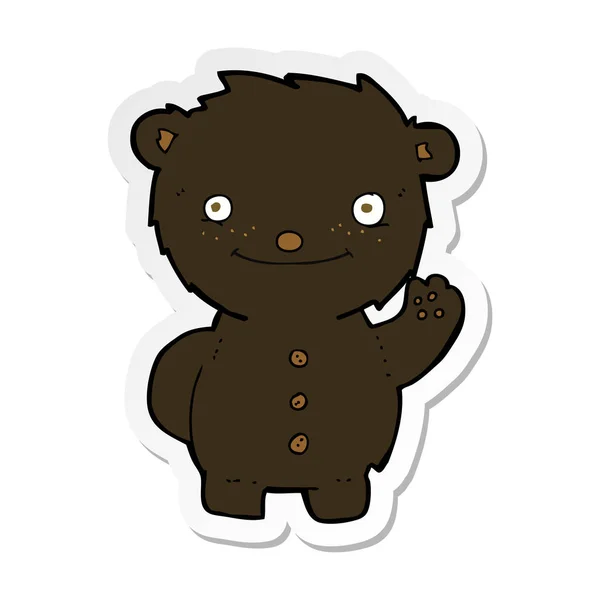 Sticker van een cartoon zwaaien zwarte beer — Stockvector