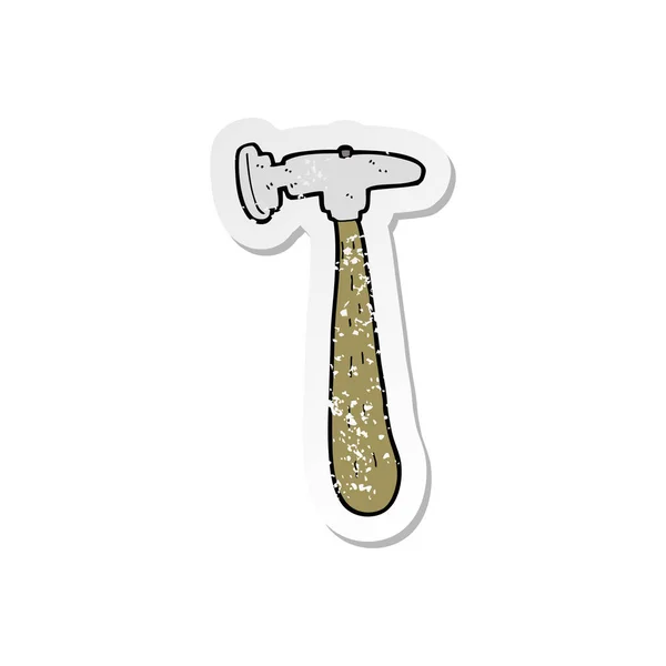 Retro distressed sticker of a cartoon hammer — Stock Vector