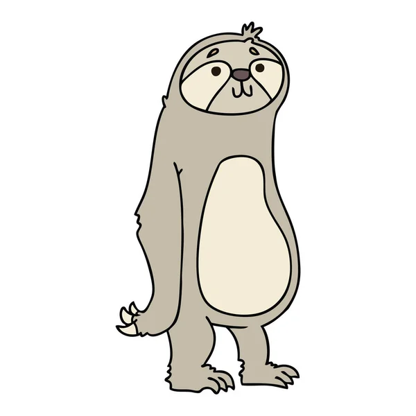 Hand Drawn Quirky Cartoon Sloth — Stock Vector