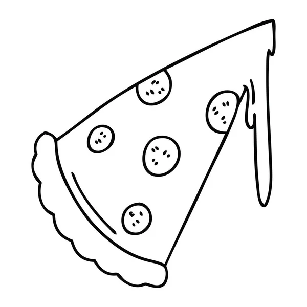 Lijntekening Eigenzinnige Cartoon Plak Van Pizza — Stockvector