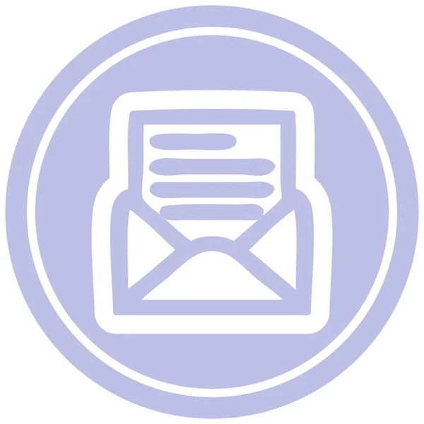 Kulatá ikona obálky dopis — Stockový vektor