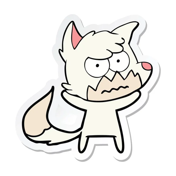 Sticker of a cartoon annoyed fox — Stock Vector