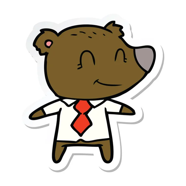 Pegatina Oso Dibujos Animados Camisa Corbata — Vector de stock