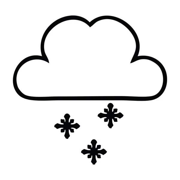 Línea dibujo dibujos animados nube de nieve — Vector de stock