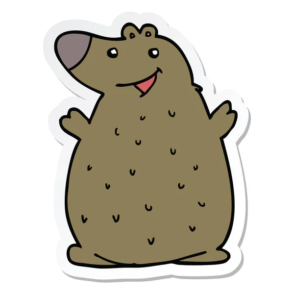 Pegatina de un oso feliz de dibujos animados — Vector de stock