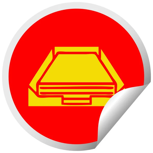 Circular peeling sticker cartoon in box — Stock Vector