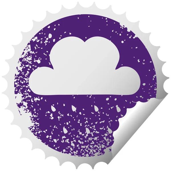 Verontruste Circulaire Peeling Sticker Symbool Van Een Wolk Regen — Stockvector