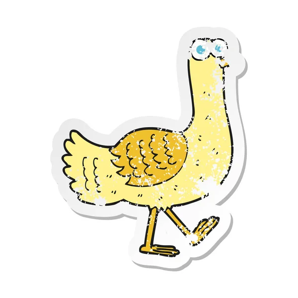 Retro distressed sticker of a cartoon bird — Stock Vector