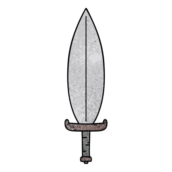 Hand Drawn Textured Cartoon Doodle Magic Leaf Knife — Stock Vector