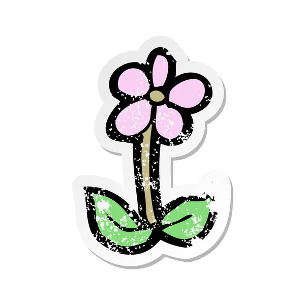 Retro distressed sticker of a cartoon flower — Stock Vector