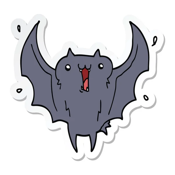 Sticker of a cartoon happy vampire bat — Stock Vector