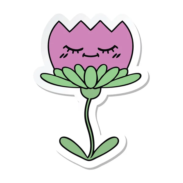 Pegatina Una Linda Flor Dibujos Animados — Vector de stock