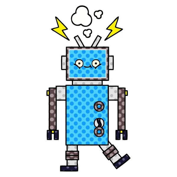 Robot de danse de dessin animé de style bande dessinée — Image vectorielle