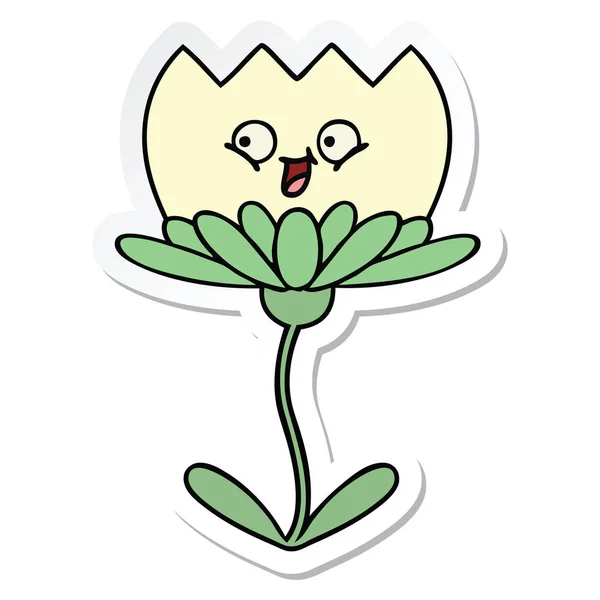 かわいい漫画の花のステッカー — ストックベクタ
