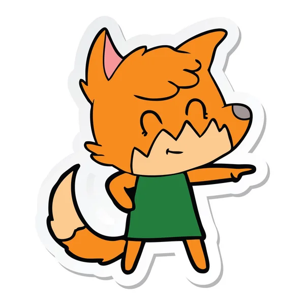 Aufkleber eines Cartoon-glücklichen Fuchses — Stockvektor