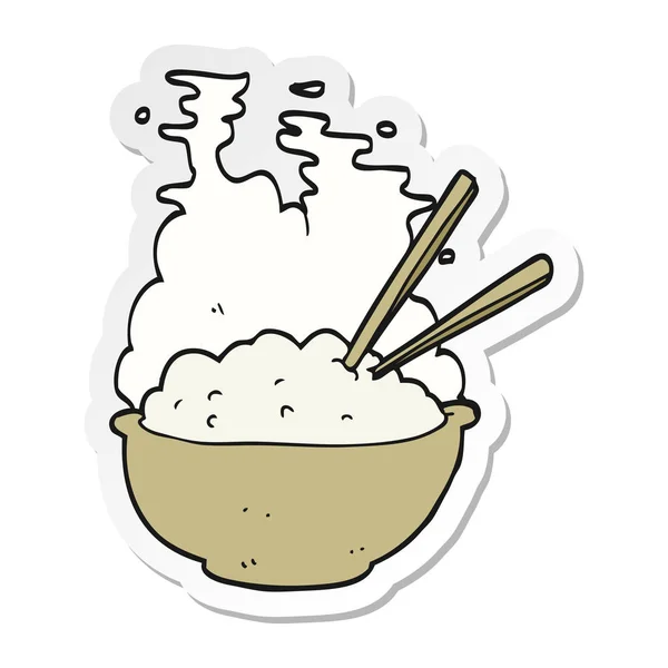 Sticker of a cartoon bowl of hot rice — Stock Vector