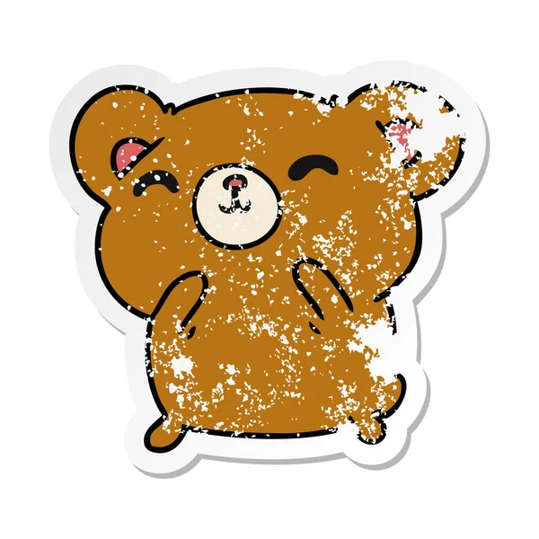 Trudnej Sytuacji Naklejki Kreskówka Ilustracja Kawaii Słodkie Happy Bear — Wektor stockowy