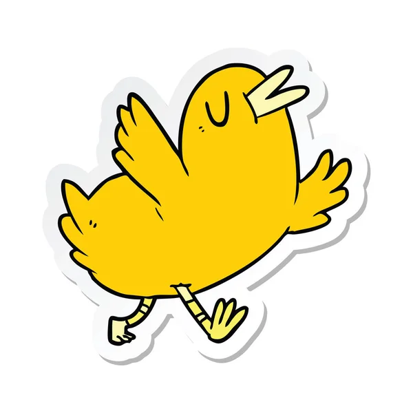 Sticker of a cartoon happy bird — Stock Vector