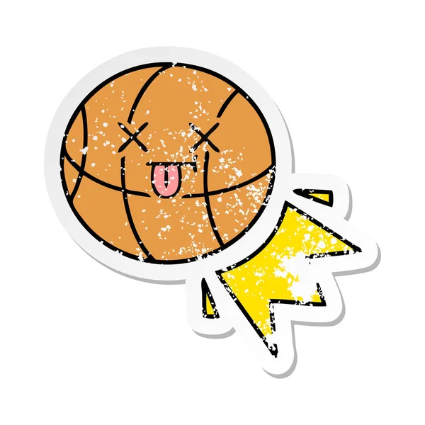 Aufkleber eines niedlichen Cartoon-Basketballs — Stockvektor