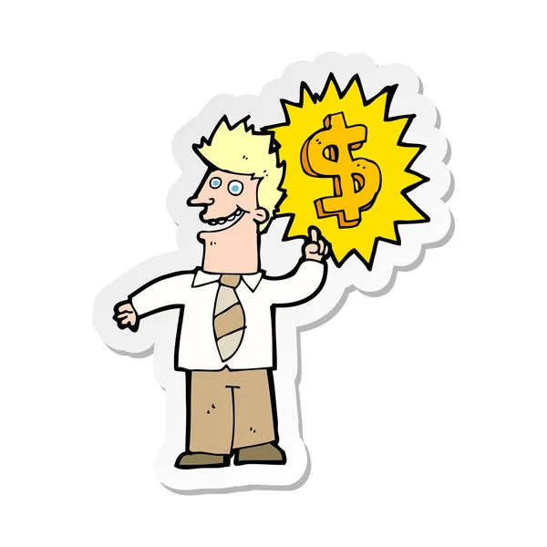 Sticker van een cartoon geld maken — Stockvector