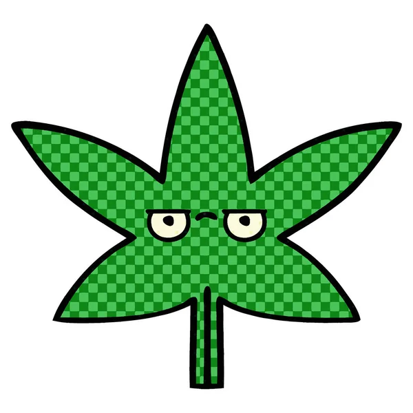 Fumetto stile fumetto foglia di marijuana — Vettoriale Stock