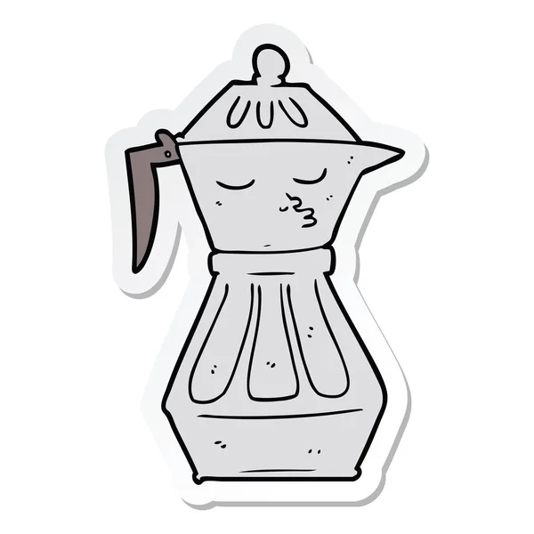 Sticker Cartoon Coffee Pot — Stock Vector