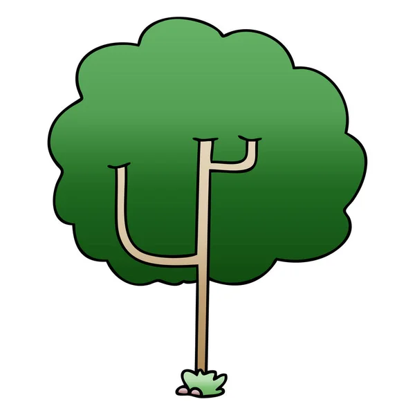Gradiente peculiar sombreado árvore dos desenhos animados —  Vetores de Stock