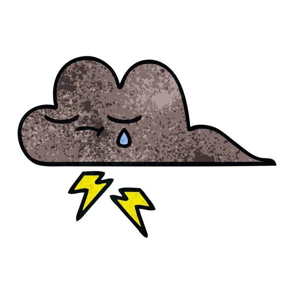 Retro grunge textura cartoon tempestade nuvem — Vetor de Stock
