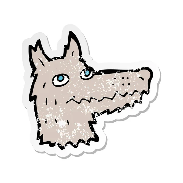 Retro noodlijdende sticker van een cartoon wolf hoofd — Stockvector